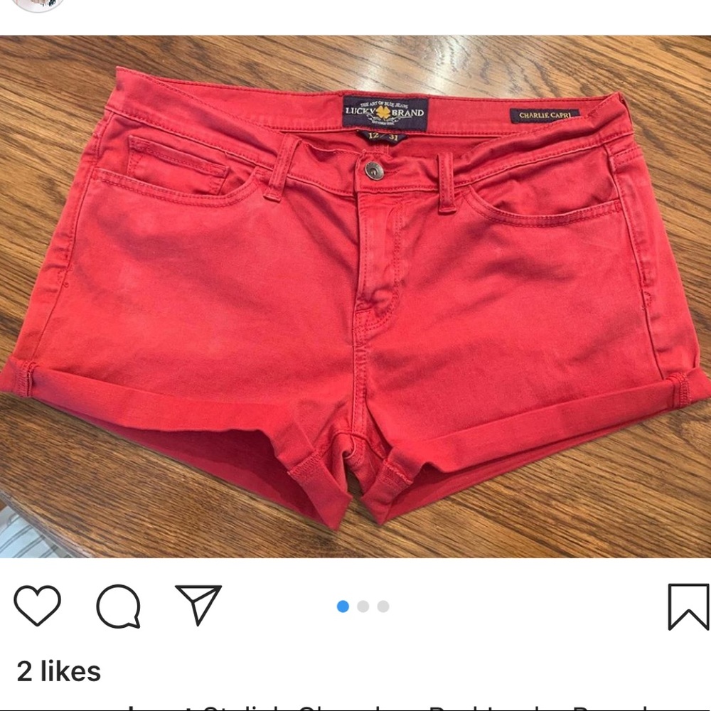 Lucky Brand Red Cutoff Shorts size 12 (31” waist)